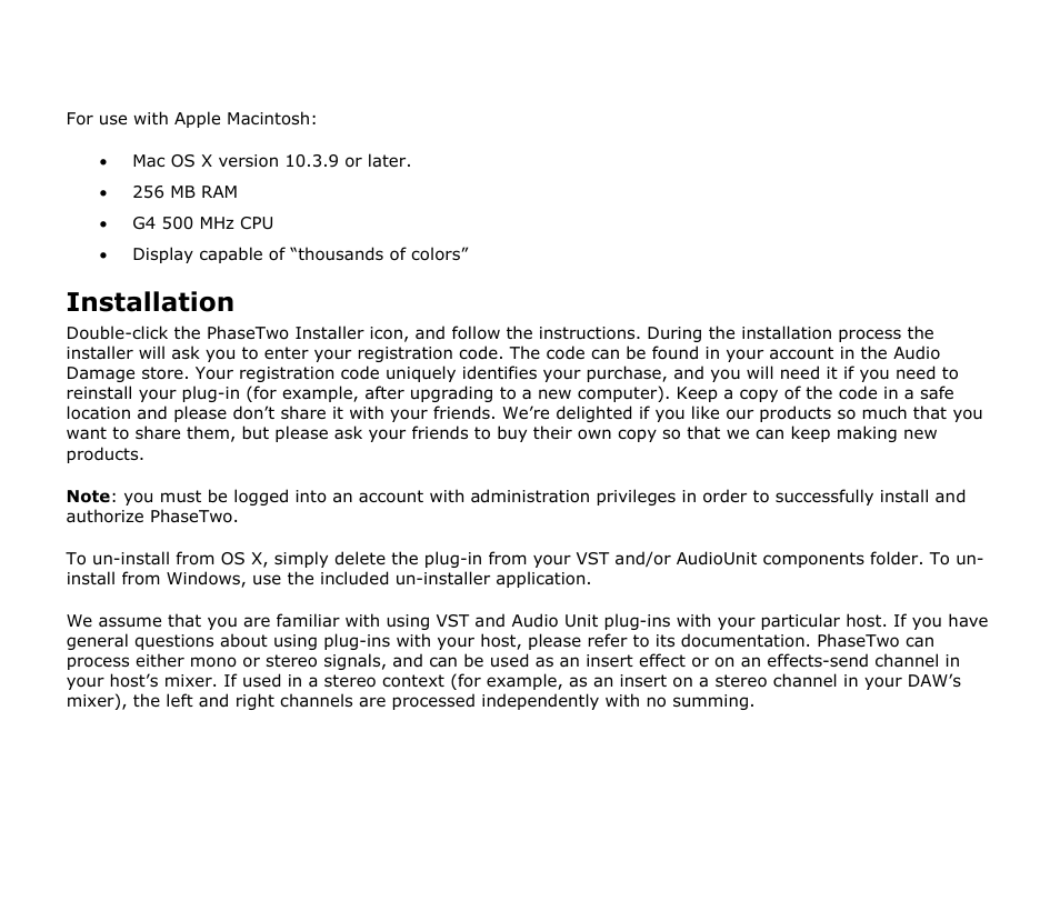 Installation | Audio Damage Phase Two User Manual | Page 7 / 16