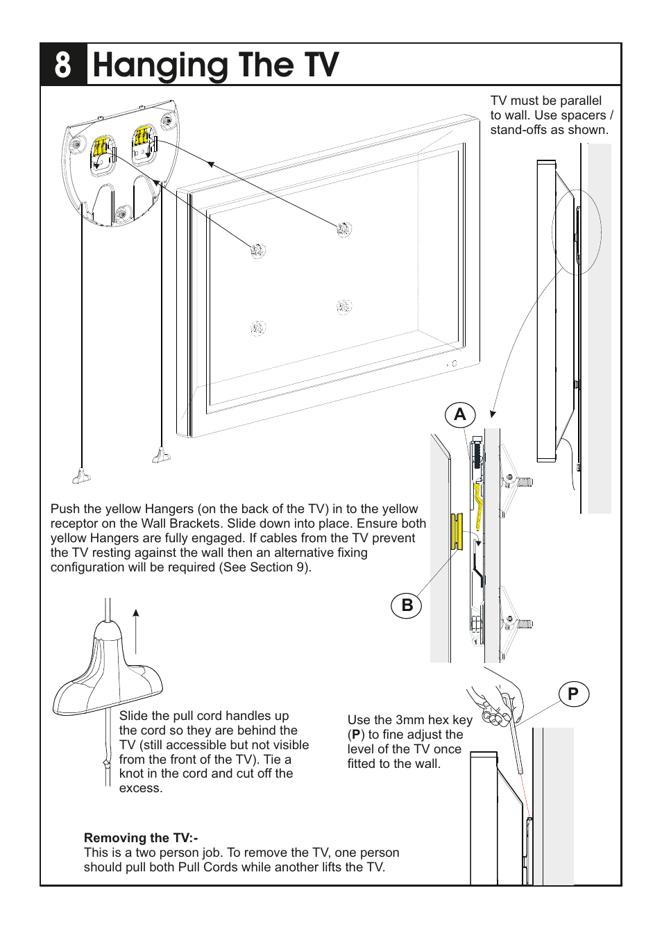 Hanging the tv | AVF Group YML2500: ANY WALL TV Mount User Manual | Page 6 / 8