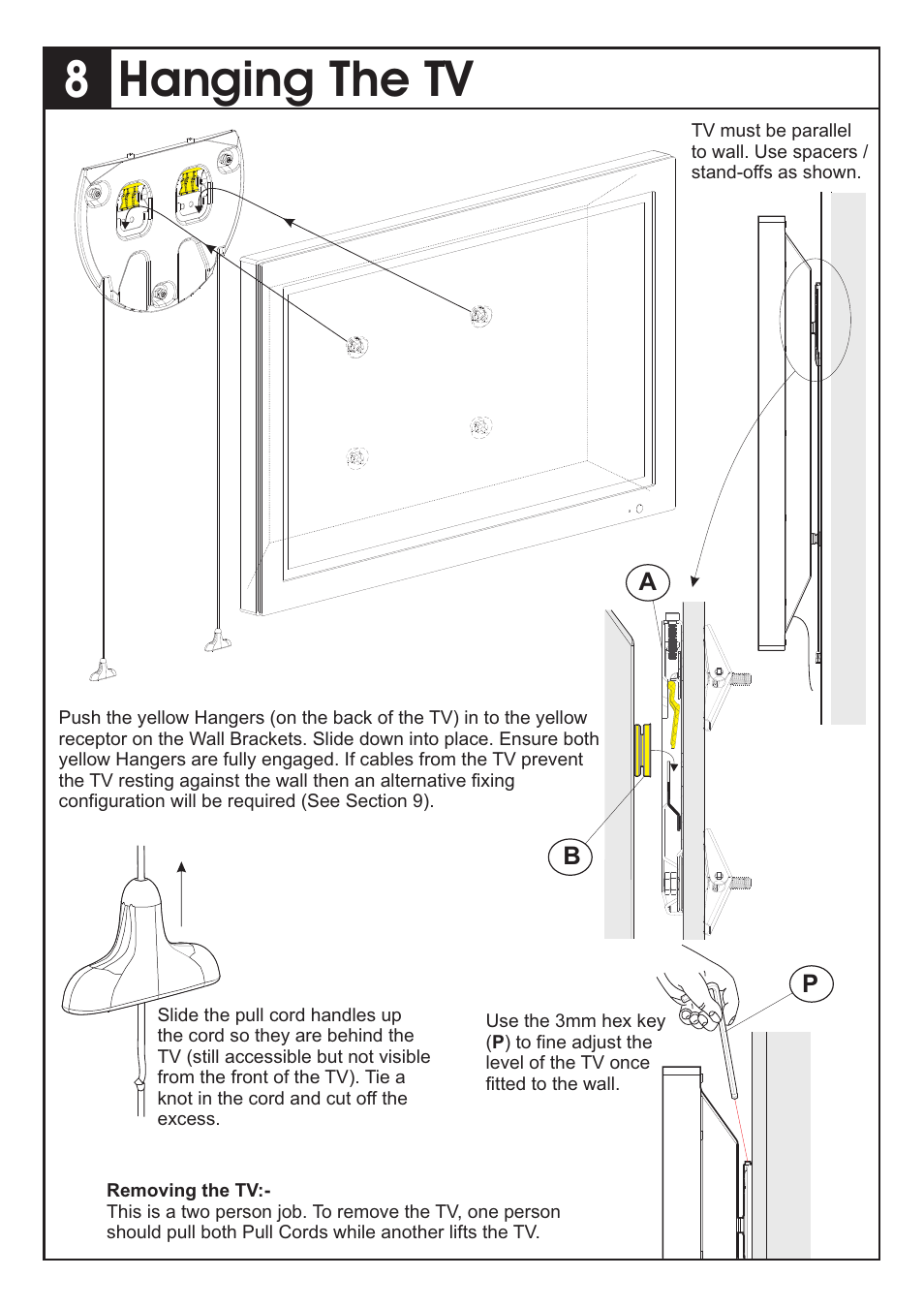 Hanging the tv | AVF Group ZML2500: Unimax Any Wall TV Mount User Manual | Page 6 / 8