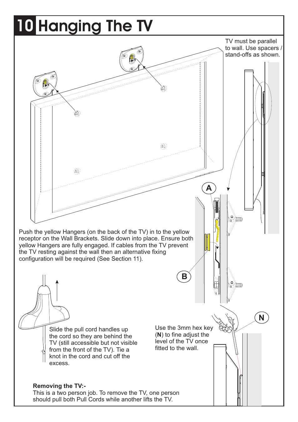 Hanging the tv | AVF Group ZML8500: Unimax Any Wall TV Mount User Manual | Page 7 / 8