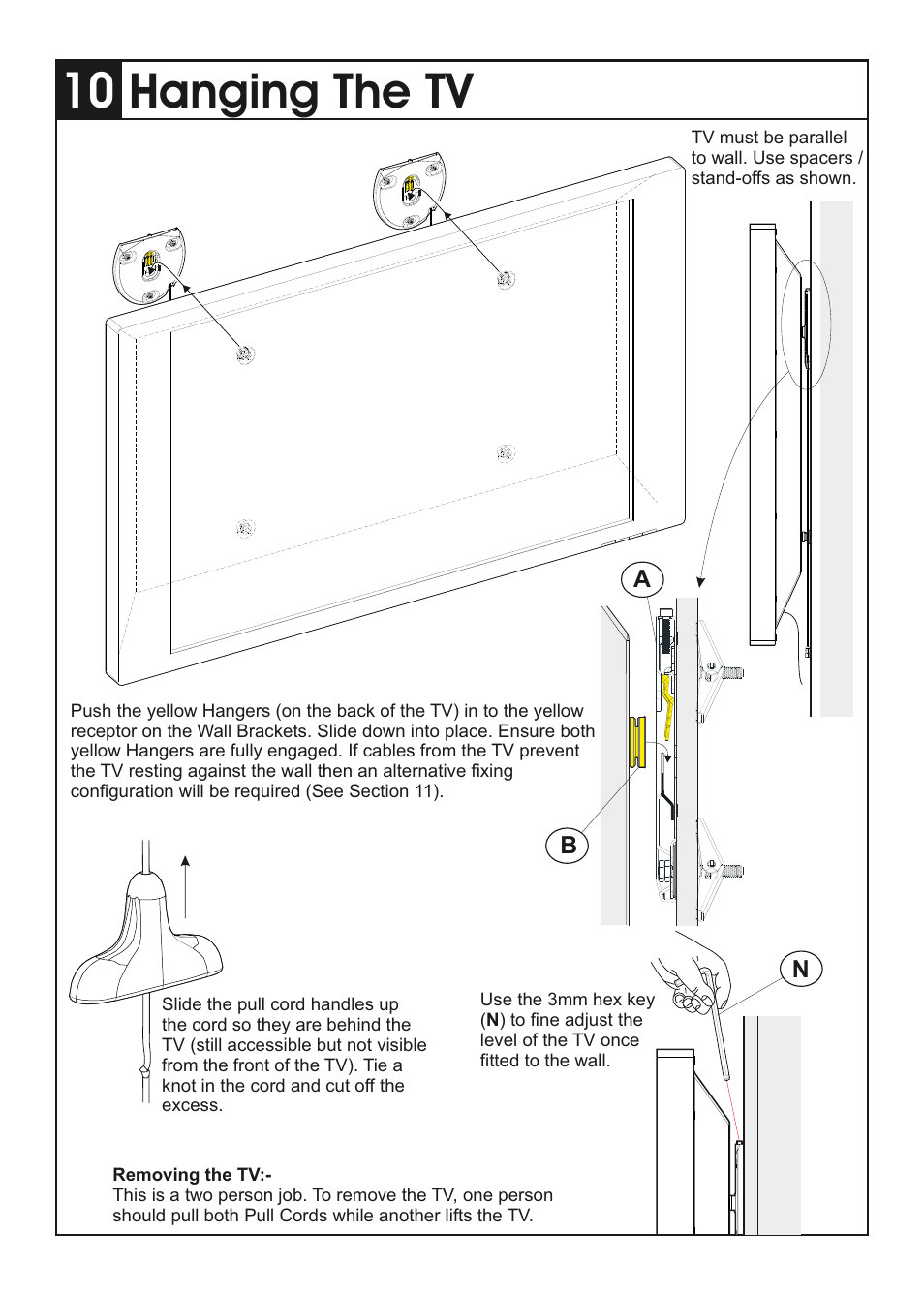 Hanging the tv | AVF Group YML8500: ANY WALL TV Mount User Manual | Page 7 / 8