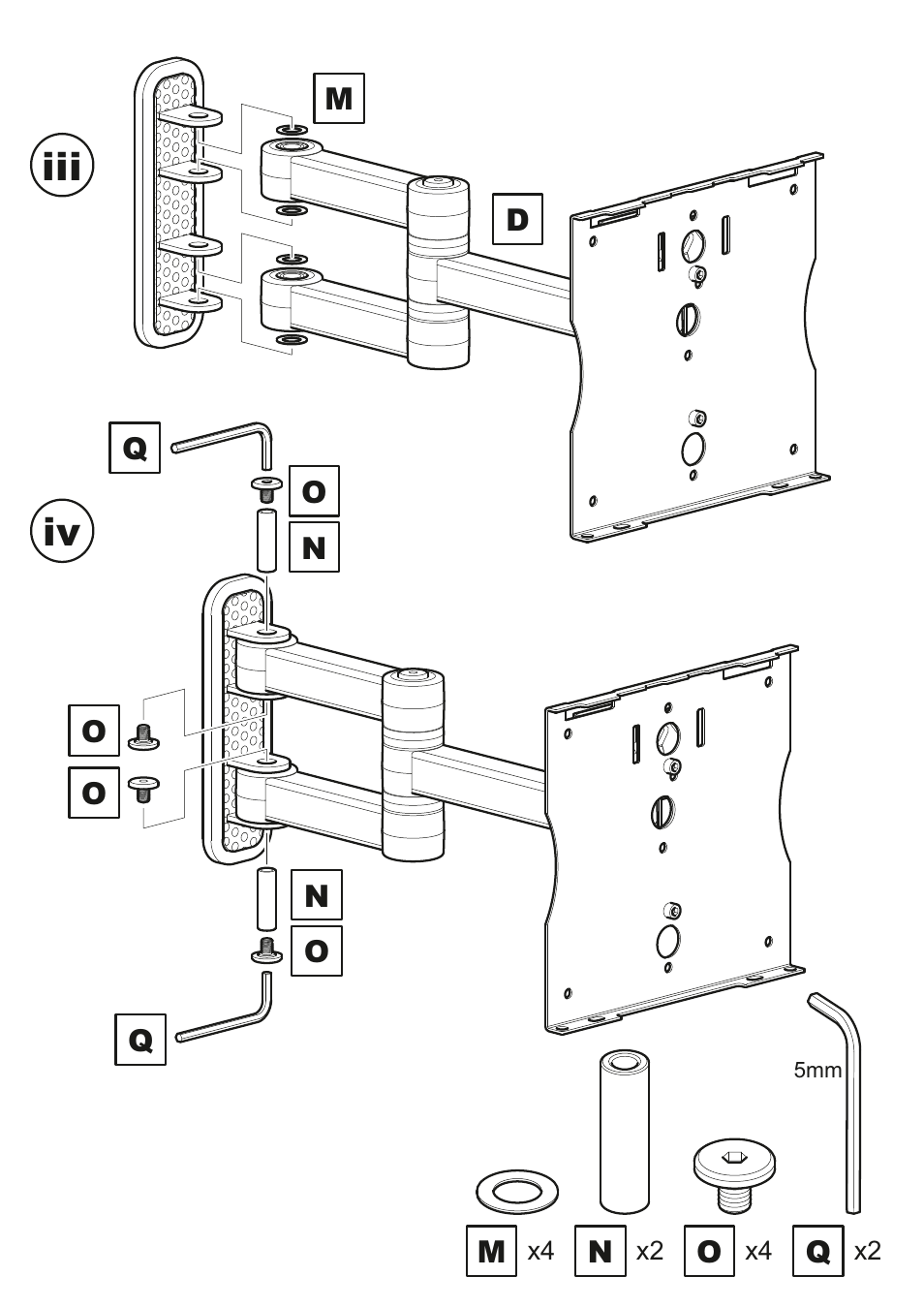 Iii iv | AVF Group EPL554PBK: Flat Panel TV Mount User Manual | Page 15 / 16