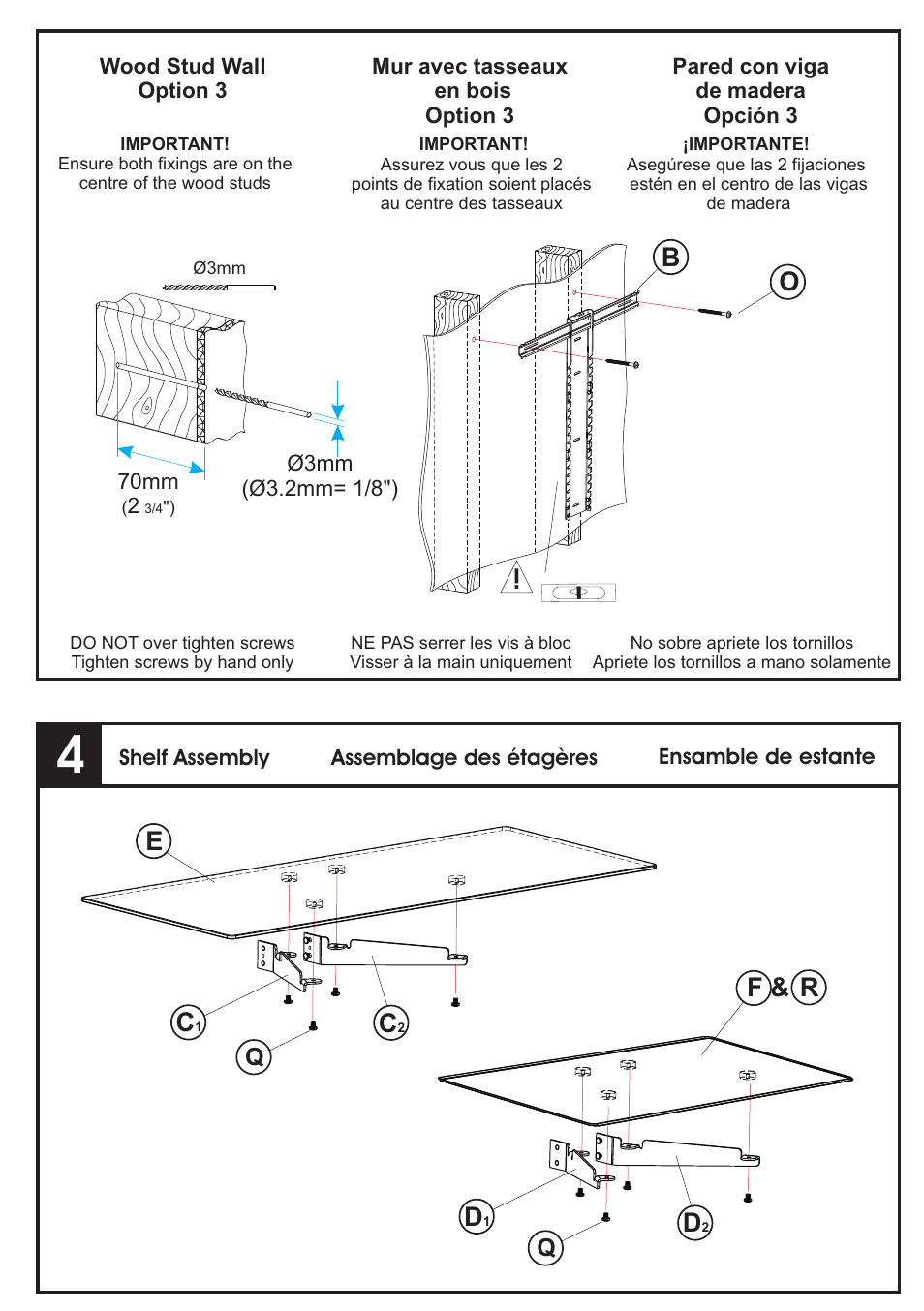 Ef & c | AVF Group US963PB: Wall Mounted Glass Shelving System User Manual | Page 4 / 9