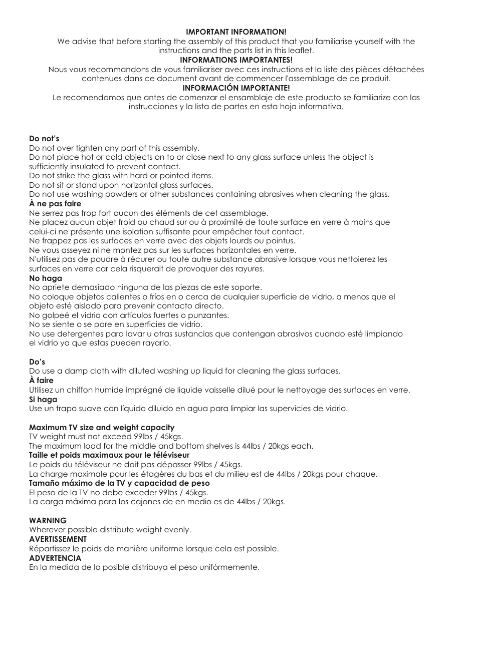 AVF Group SDC1140: Glass TV Stand User Manual | Page 2 / 4