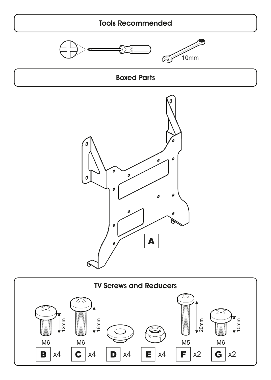 AVF Group P6432: Sony W6 above 25-50" TVs Adapter Kit User Manual | Page 2 / 4