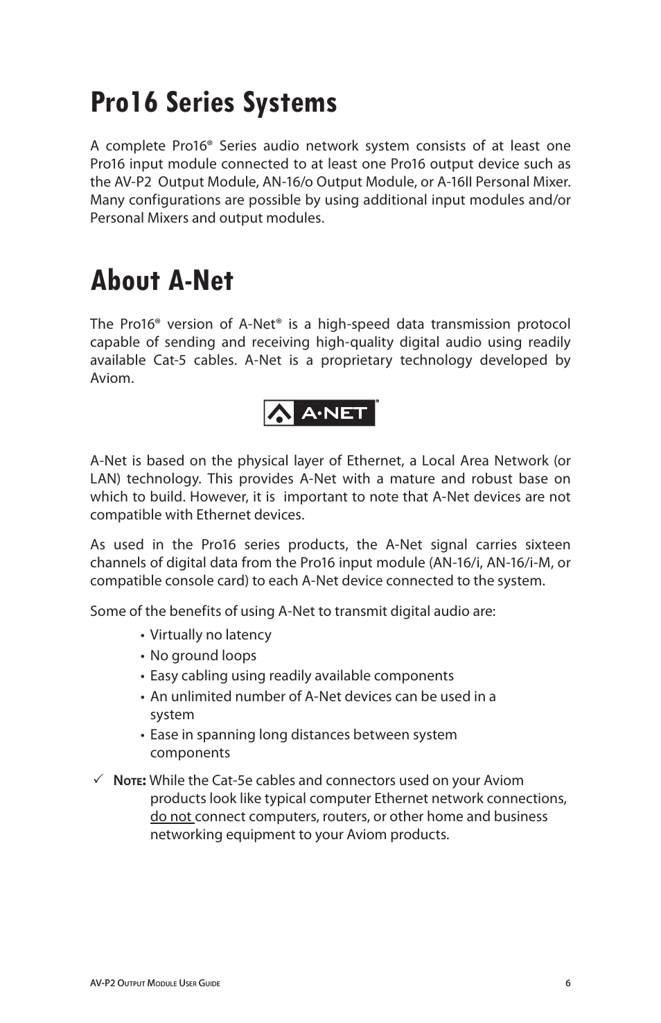 Pro16 series systems, About a-net | Aviom AV-P2 User Manual | Page 14 / 39