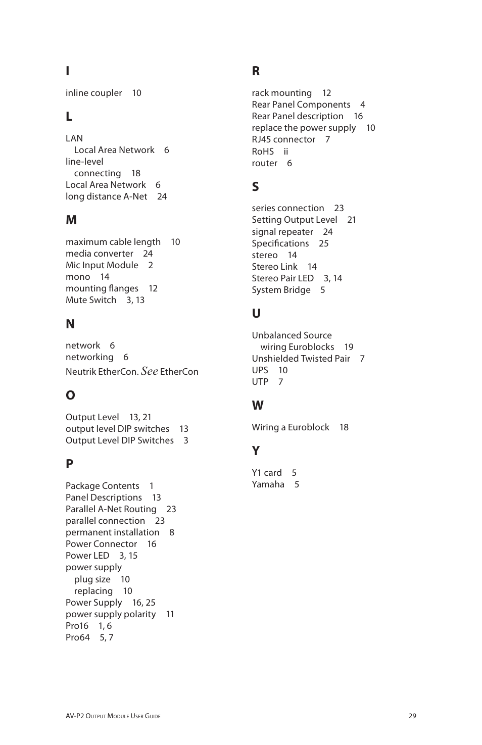 Aviom AV-P2 User Manual | Page 37 / 39