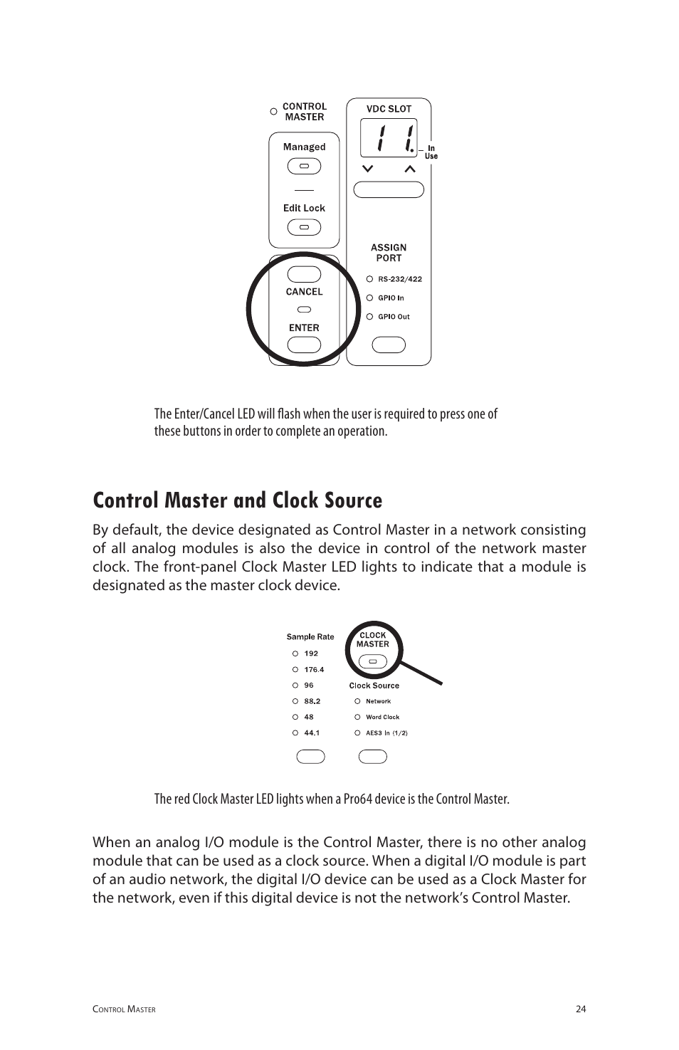 Control master and clock source | Aviom 6416dio User Manual | Page 34 / 113