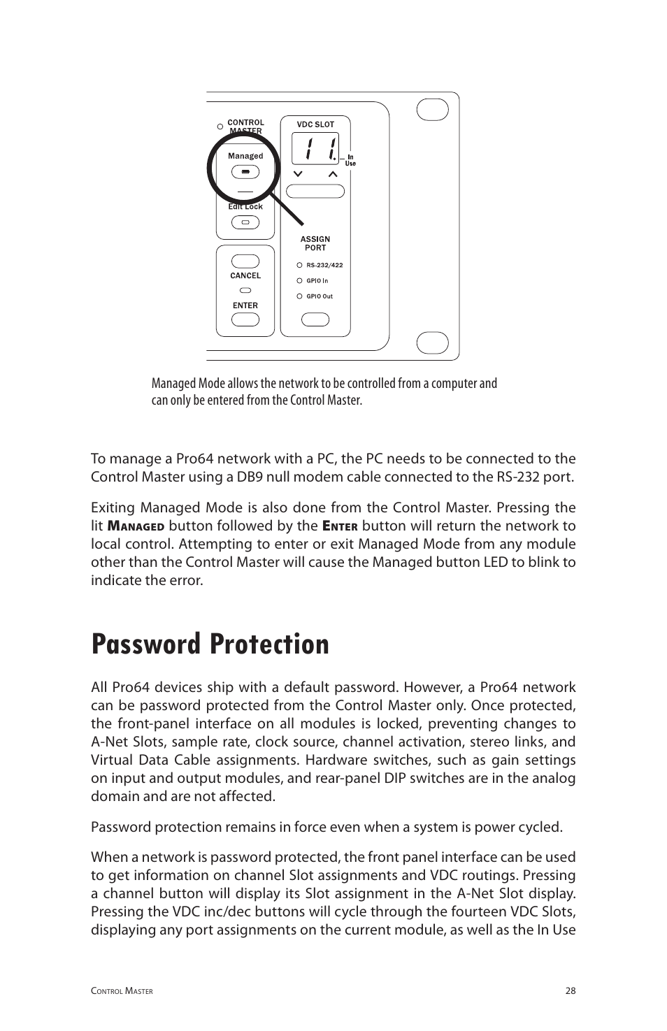 Password protection | Aviom 6416dio User Manual | Page 38 / 113