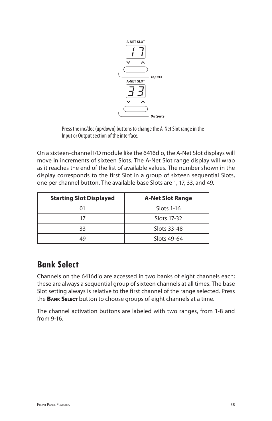 Bank select | Aviom 6416dio User Manual | Page 48 / 113
