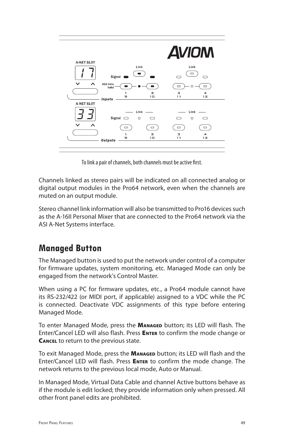 Managed button | Aviom 6416dio User Manual | Page 59 / 113