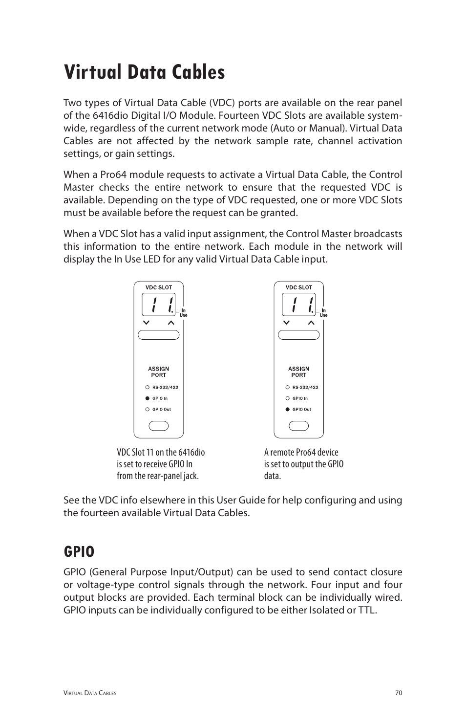 Virtual data cables, Gpio | Aviom 6416dio User Manual | Page 80 / 113