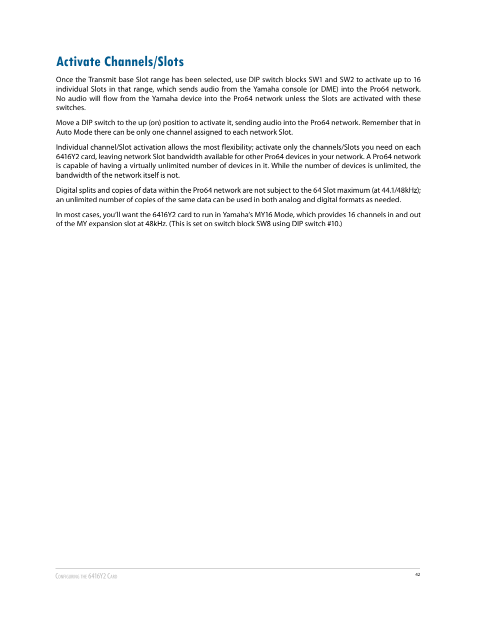 Activate channels/slots | Aviom 6416Y2 User Manual | Page 52 / 92