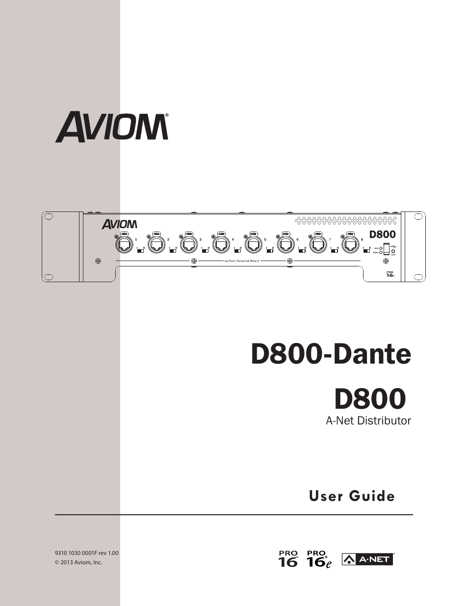 Aviom D800-Dante User Manual | 59 pages