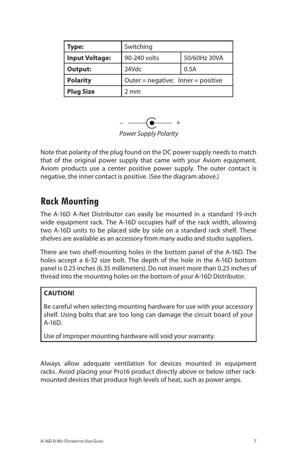 Rack mounting | Aviom A-16D User Manual | Page 14 / 30
