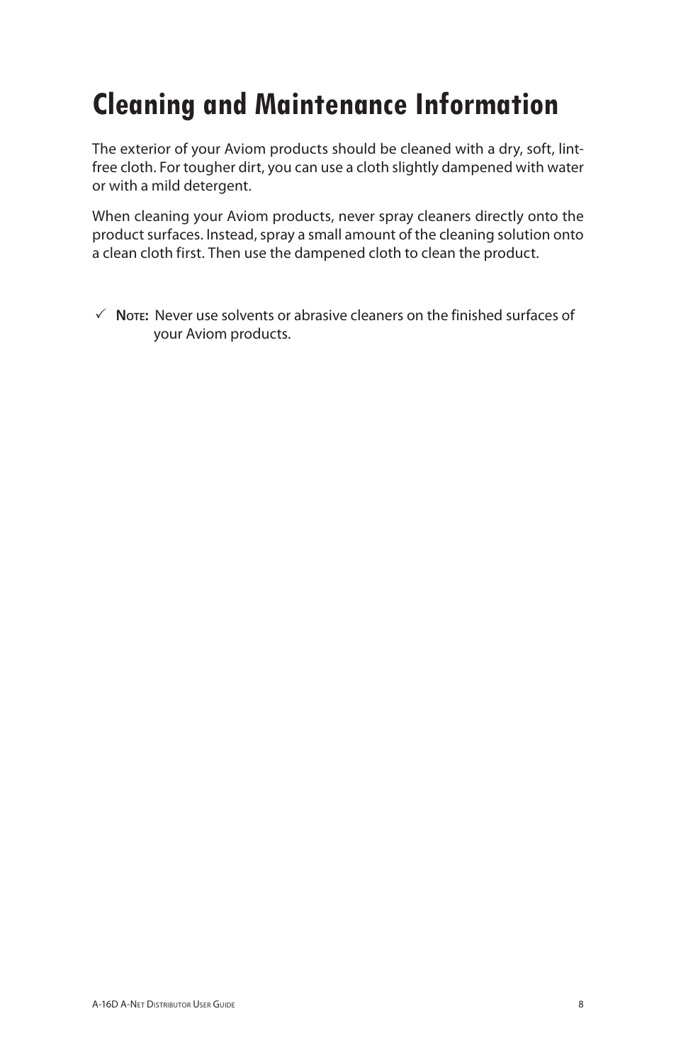 Cleaning and maintenance information | Aviom A-16D User Manual | Page 15 / 30