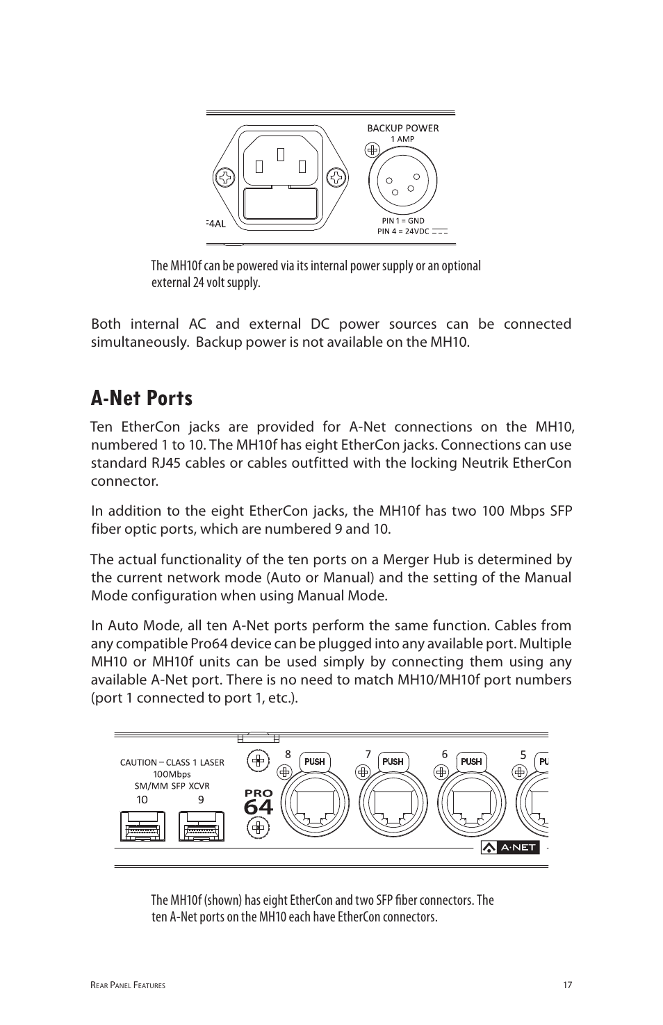 A-net ports, A‑net ports | Aviom MH10f User Manual | Page 24 / 41