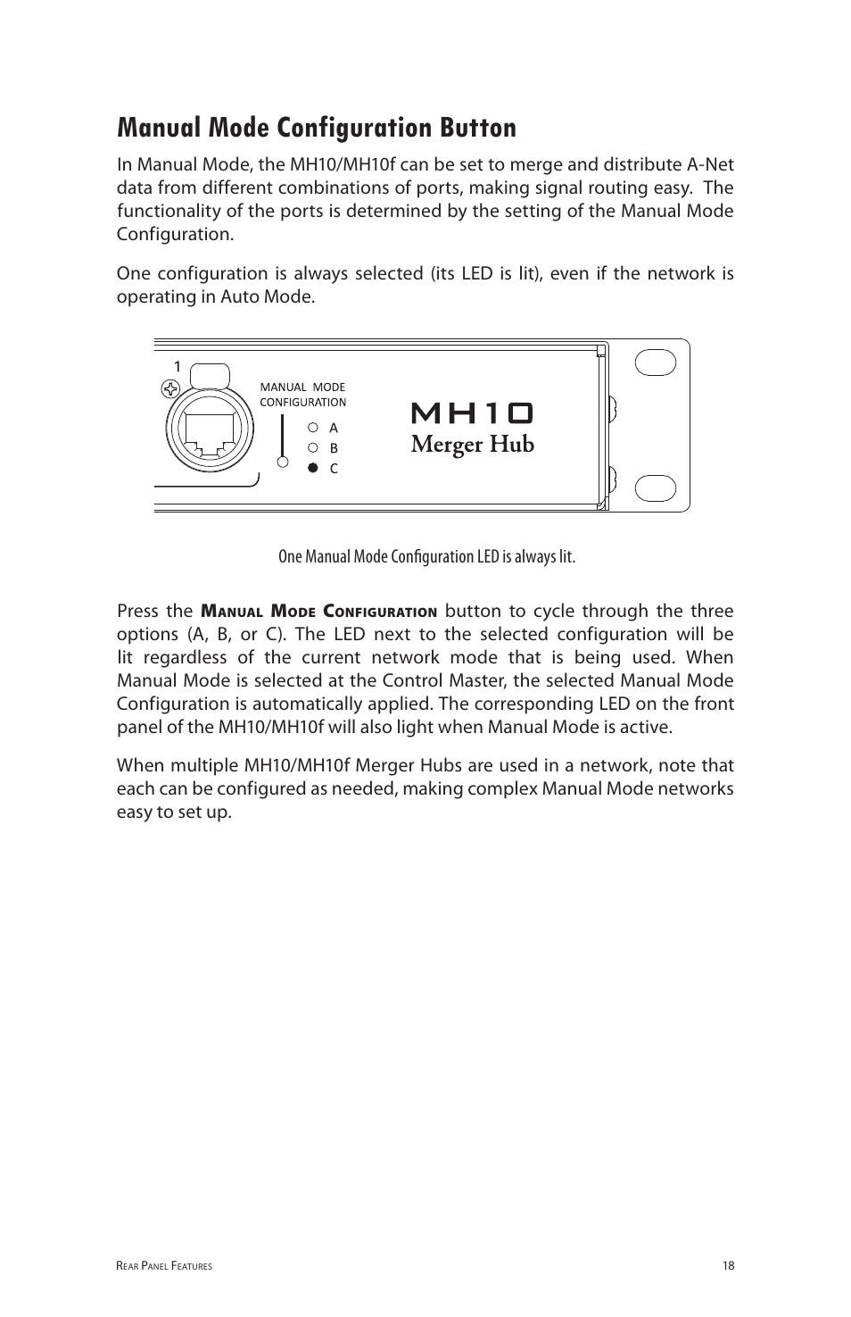 Manual mode configuration button | Aviom MH10f User Manual | Page 25 / 41