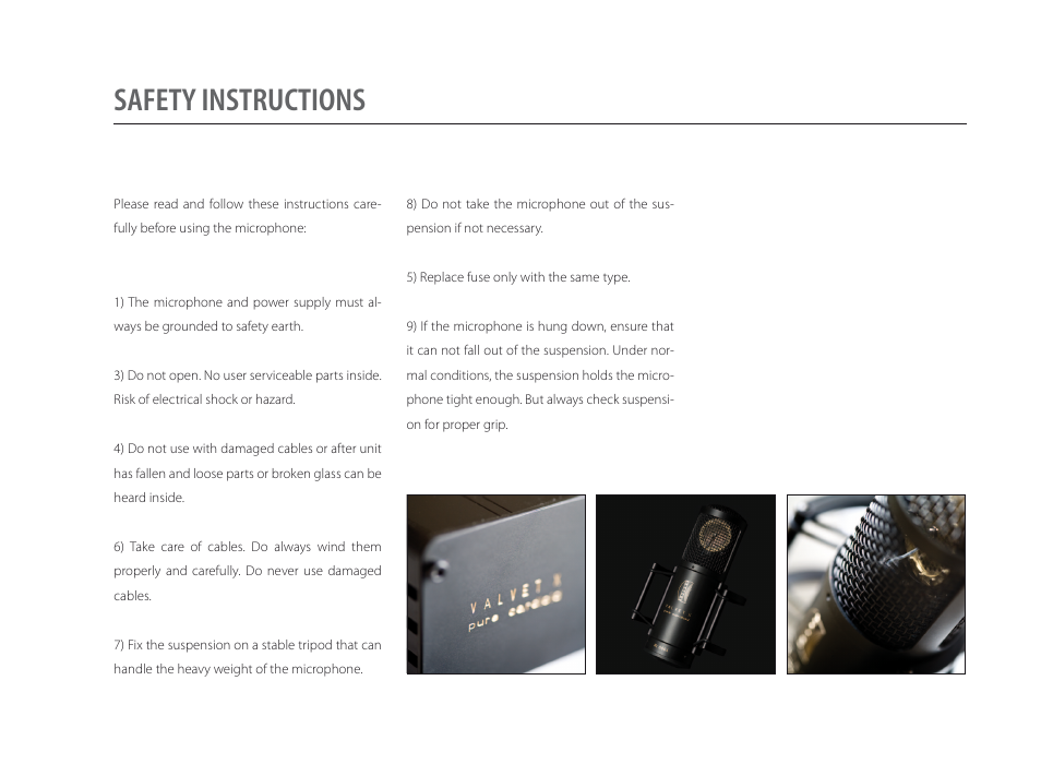 Safety instructions | Brauner Microphones Valvet X pure cardioid User Manual | Page 4 / 10