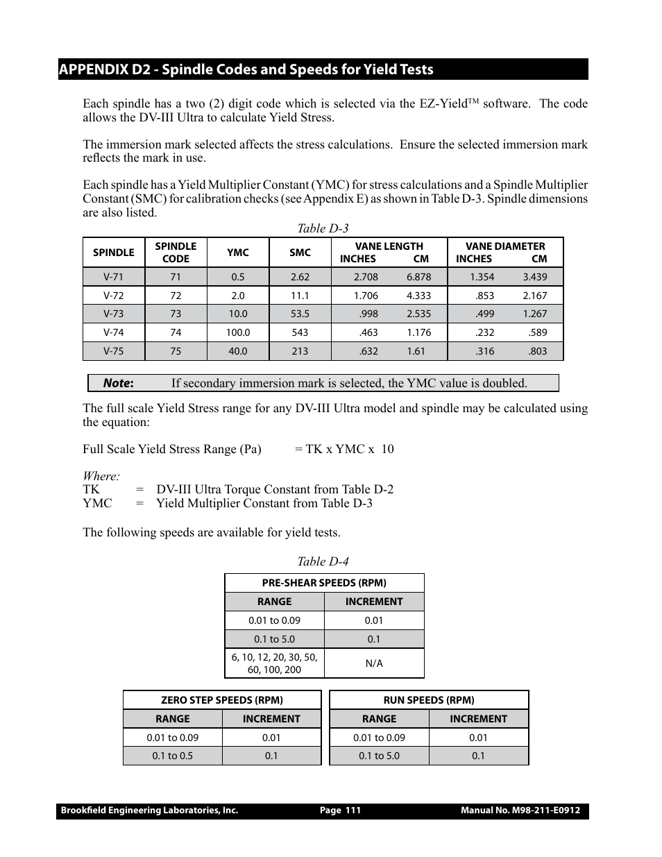 Brookfield DV-III Ultra Rheometer User Manual | Page 111 / 133