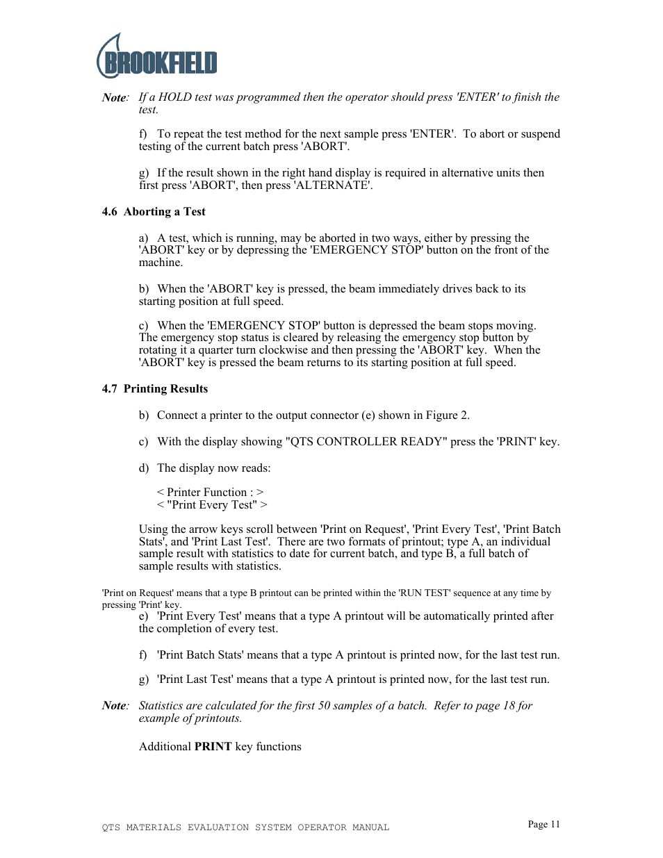 Brookfield QTS25 Texture Analyzer User Manual | Page 11 / 22