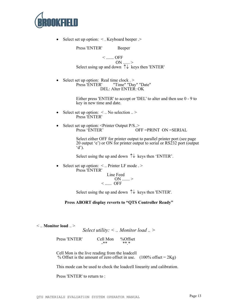 Brookfield QTS25 Texture Analyzer User Manual | Page 13 / 22