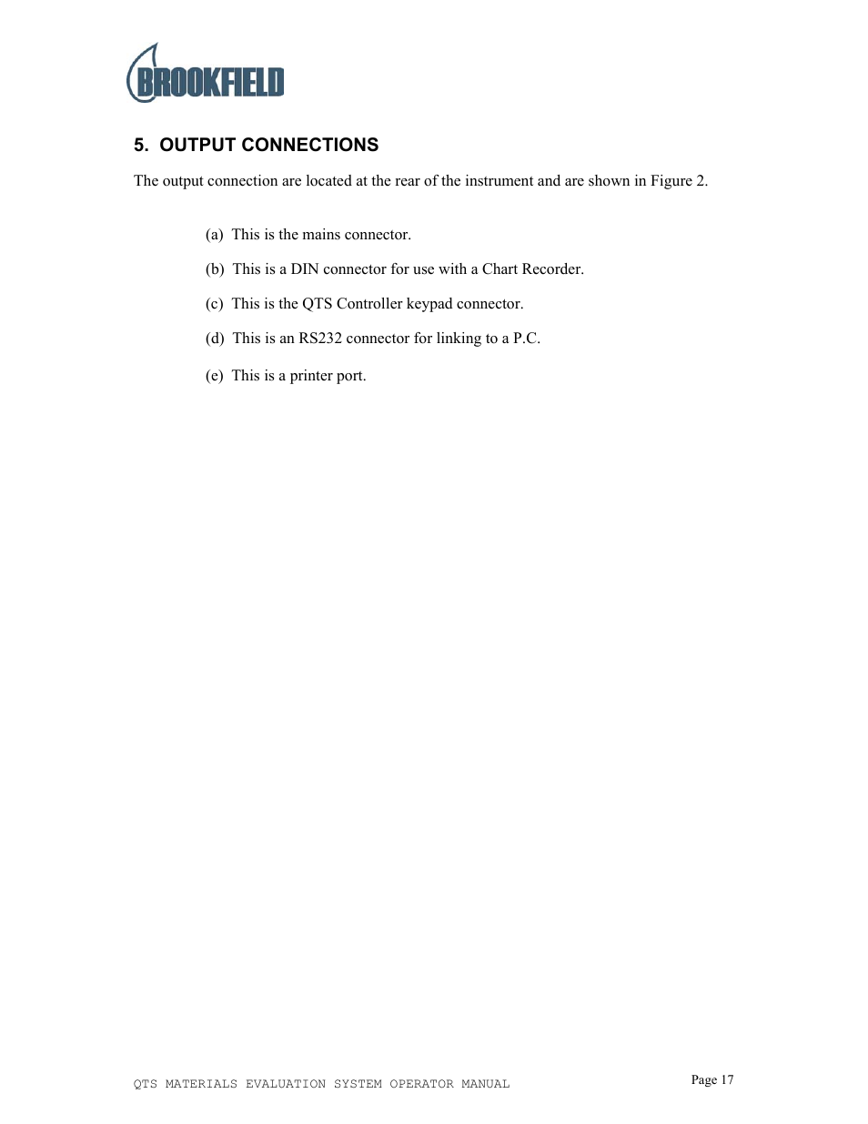 Brookfield QTS25 Texture Analyzer User Manual | Page 17 / 22