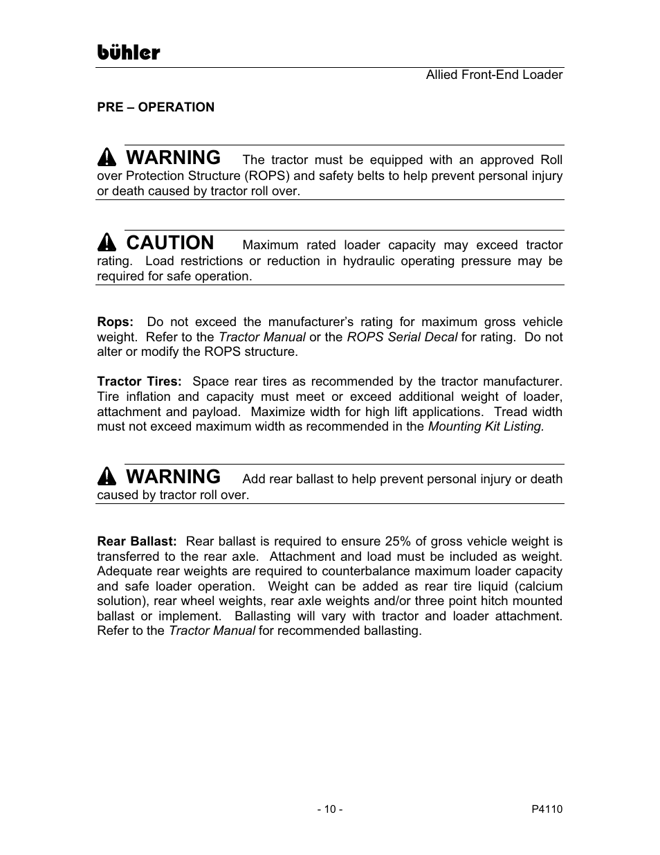 Bühler, Warning, Caution | Buhler 2895 User Manual | Page 12 / 46