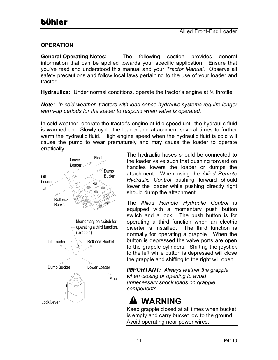 Bühler, Warning | Buhler 2895 User Manual | Page 13 / 46