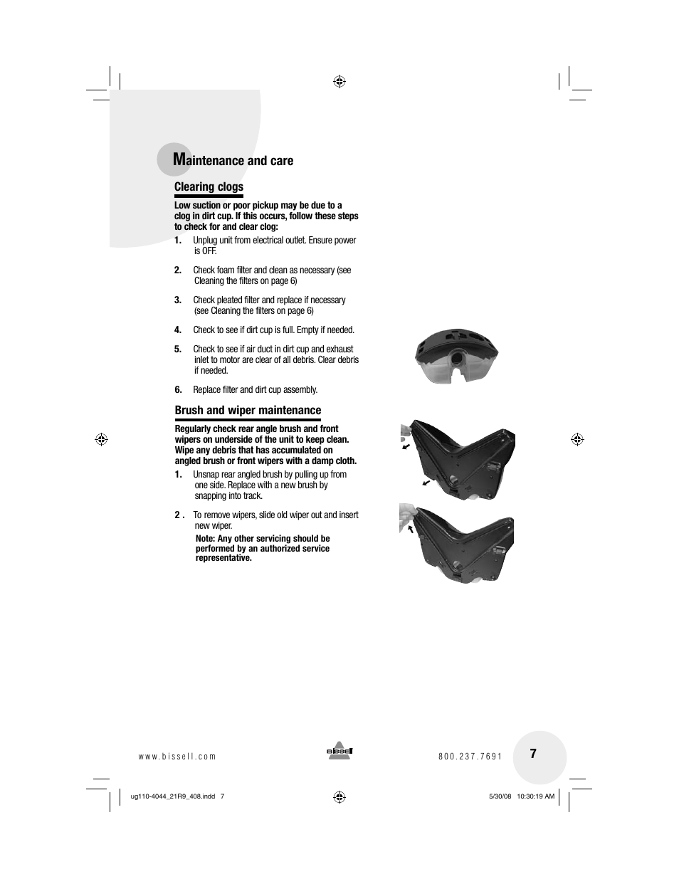 Aintenance and care 7 | Bissell 21R9 User Manual | Page 7 / 12