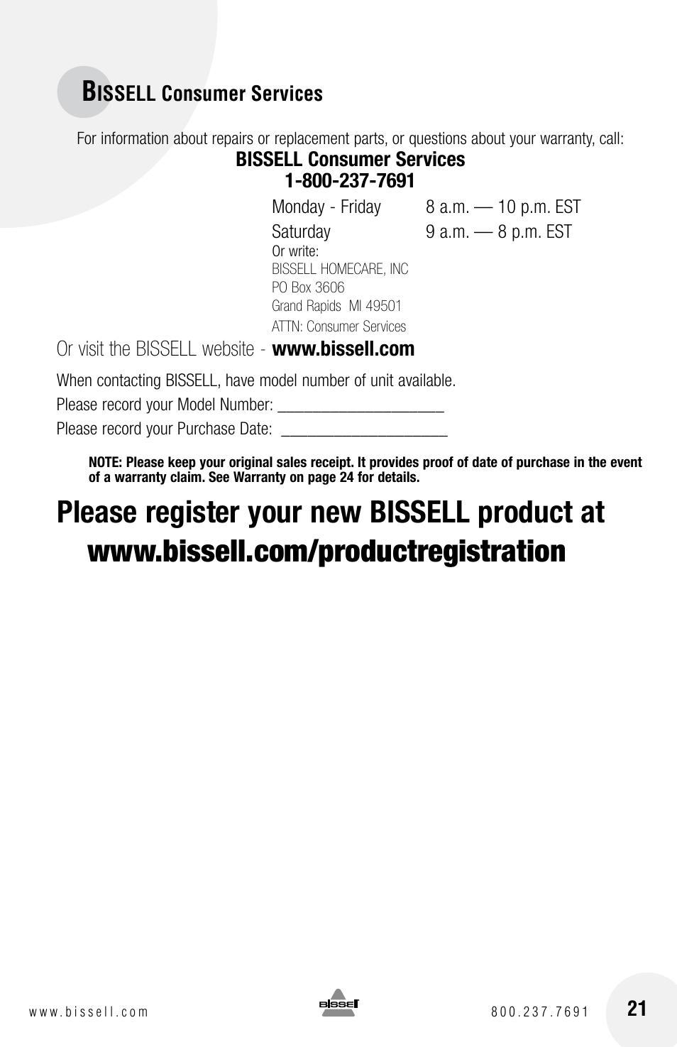 Bissell PROHEAT2X 8960 User Manual | Page 21 / 24