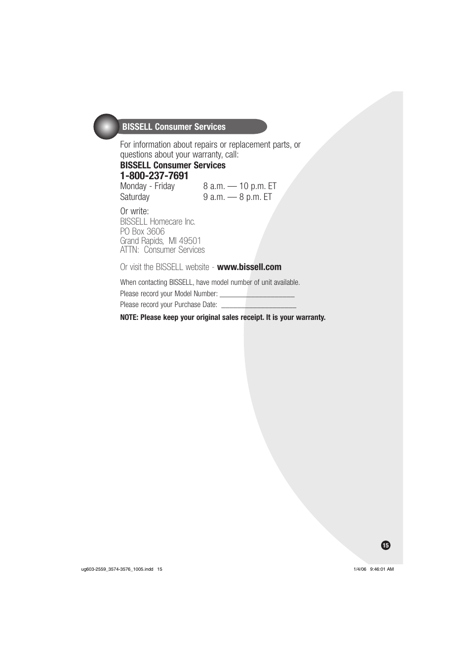 Bissell 3574 User Manual | Page 15 / 16