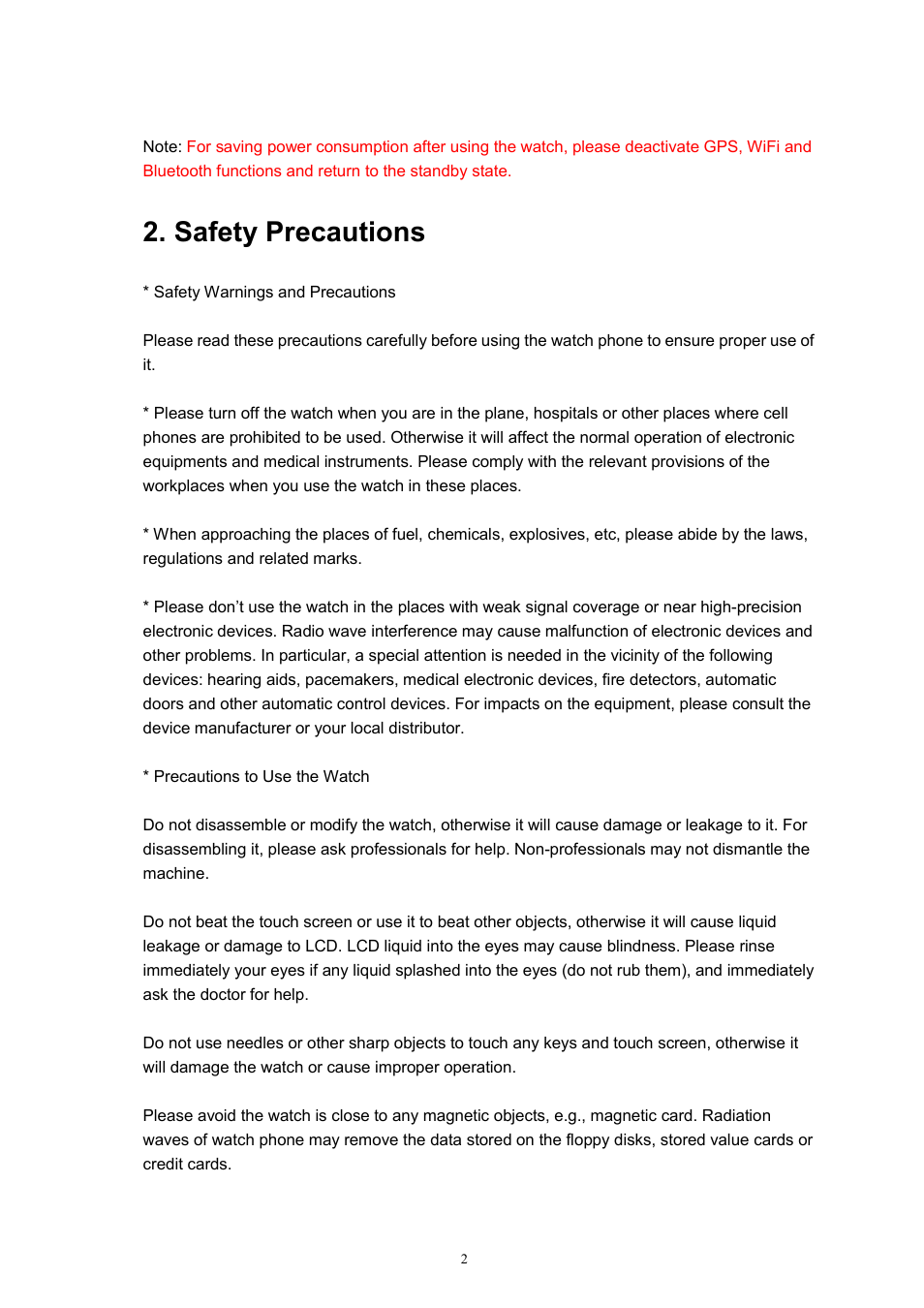 Safety precautions | Flylink PW33 User Manual | Page 2 / 9