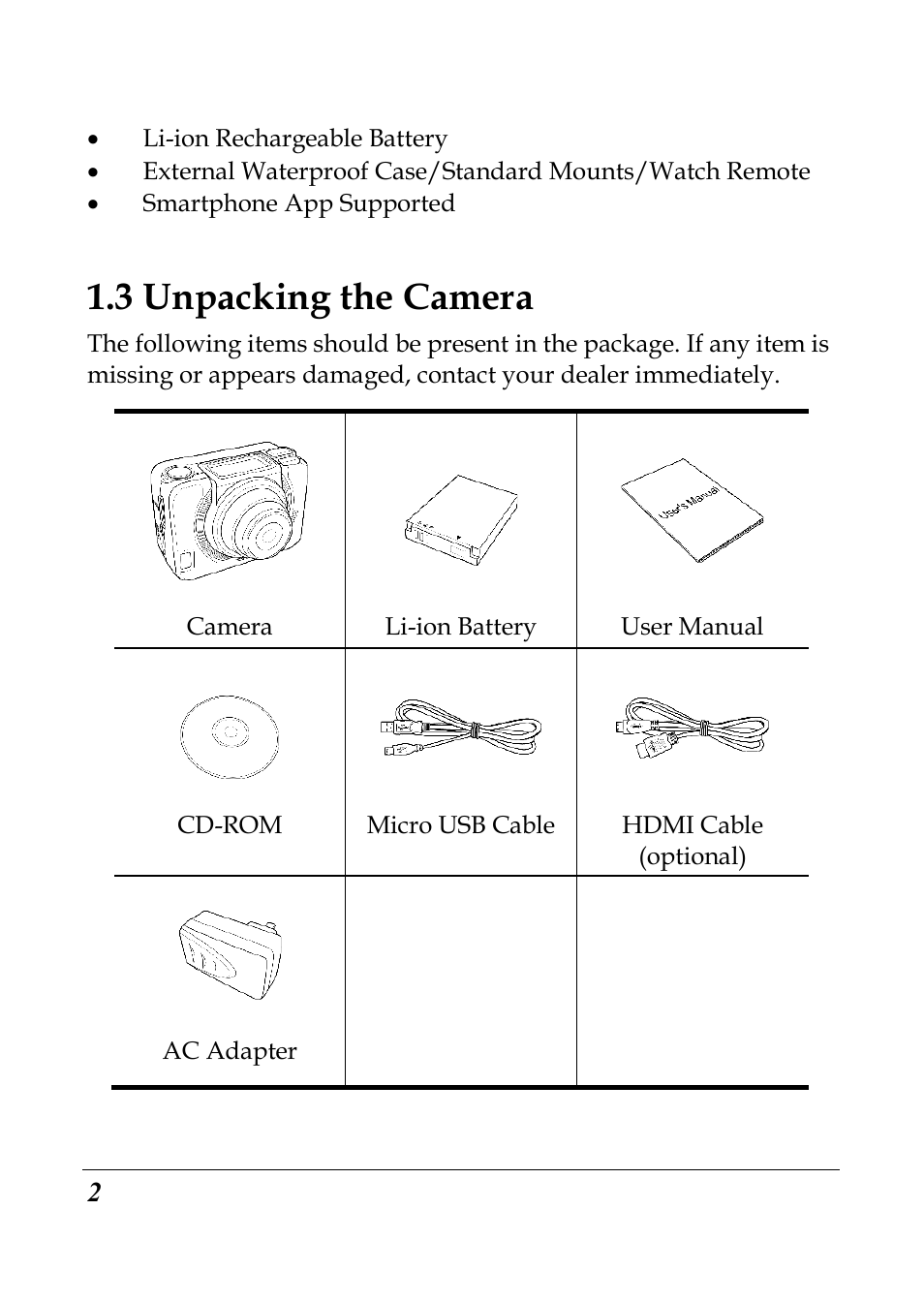 3 unpacking the camera | Flylink Full HD WIFI User Manual | Page 13 / 69