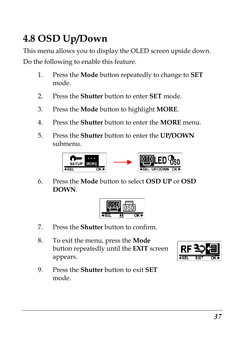 8 osd up/down | Flylink Full HD WIFI User Manual | Page 48 / 69