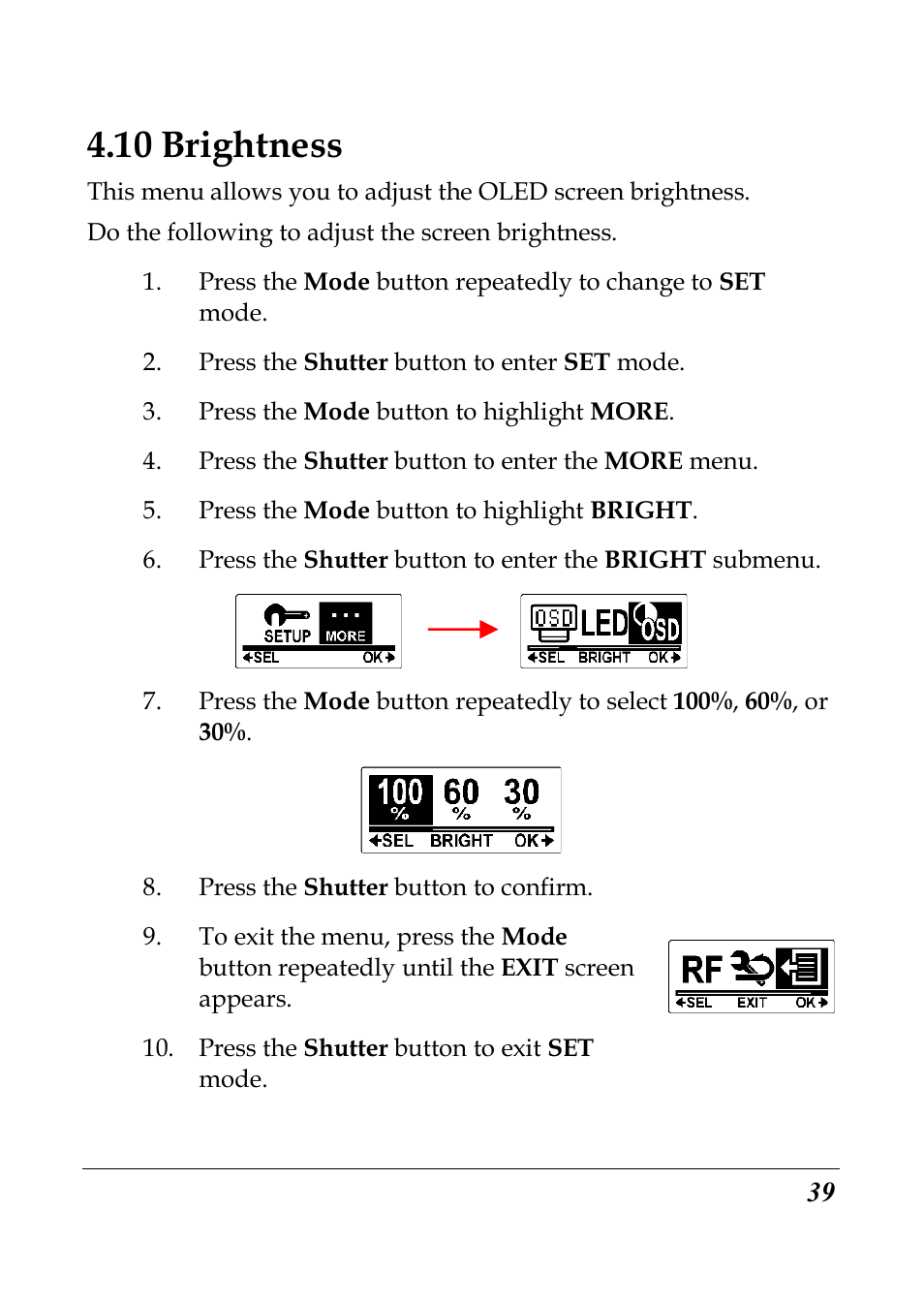 10 brightness | Flylink Full HD WIFI User Manual | Page 50 / 69