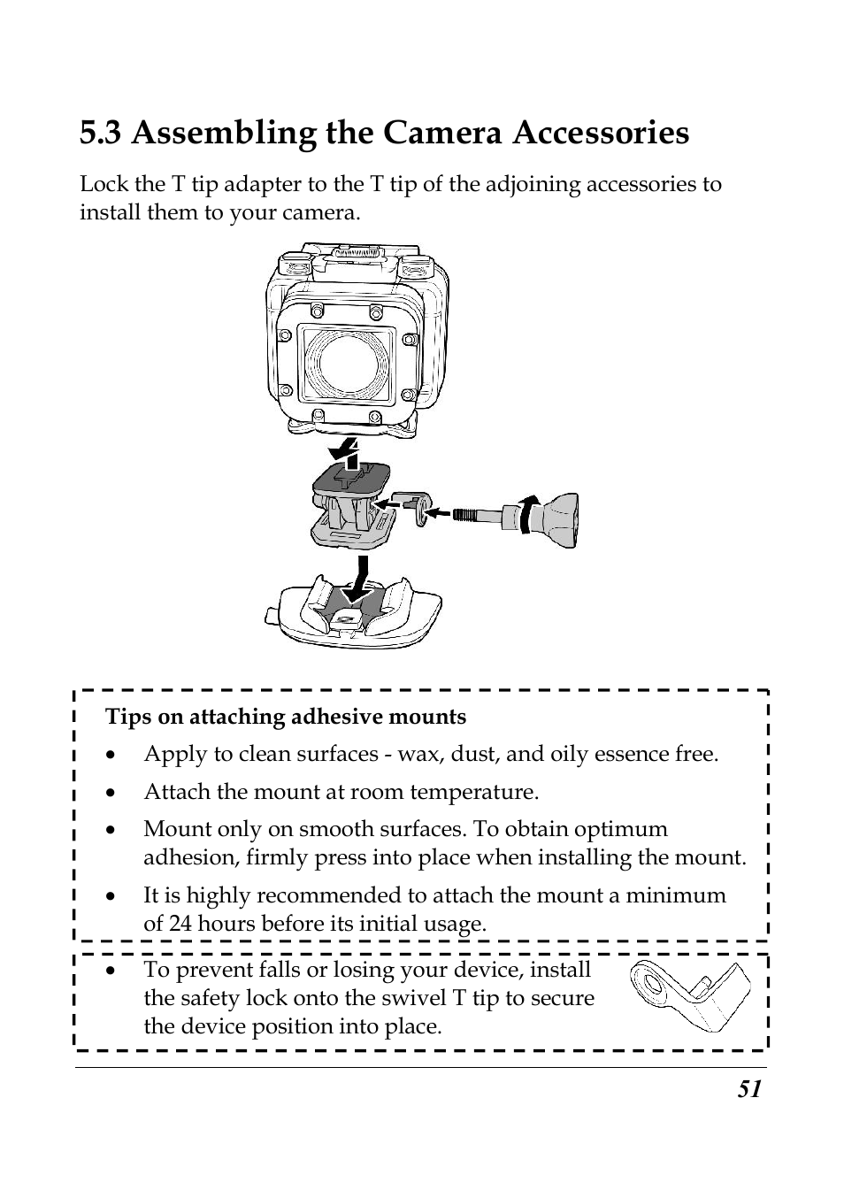 3 assembling the camera accessories | Flylink Full HD WIFI User Manual | Page 62 / 69