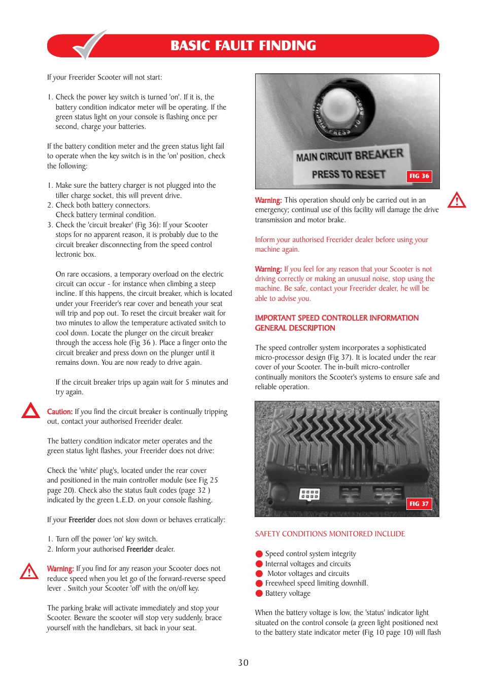 Basic fault finding | Freerider FR510DXs2(Kensington-S) User Manual | Page 30 / 44