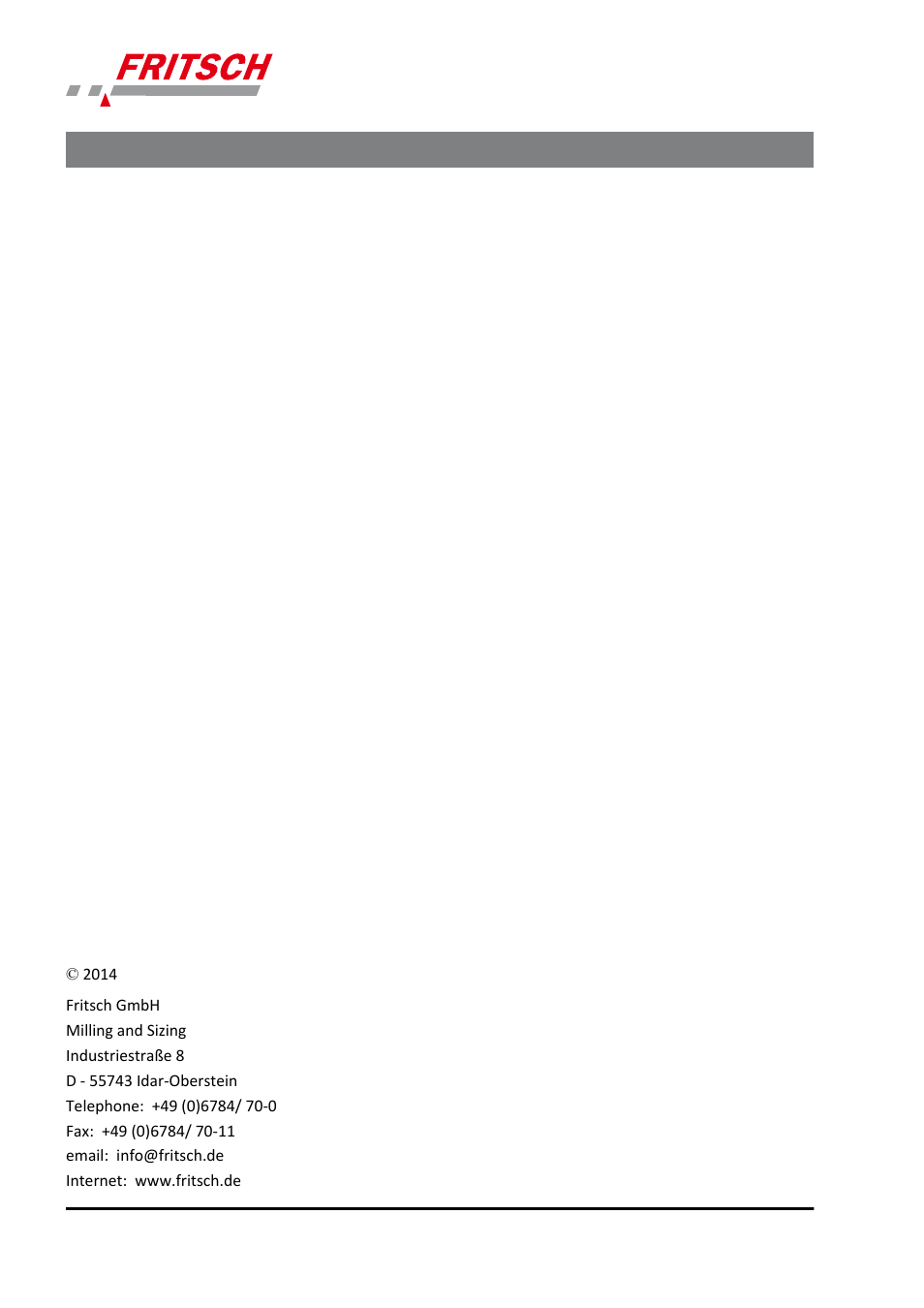 FRITSCH PULVERISETTE 6 classic line User Manual | Page 68 / 68