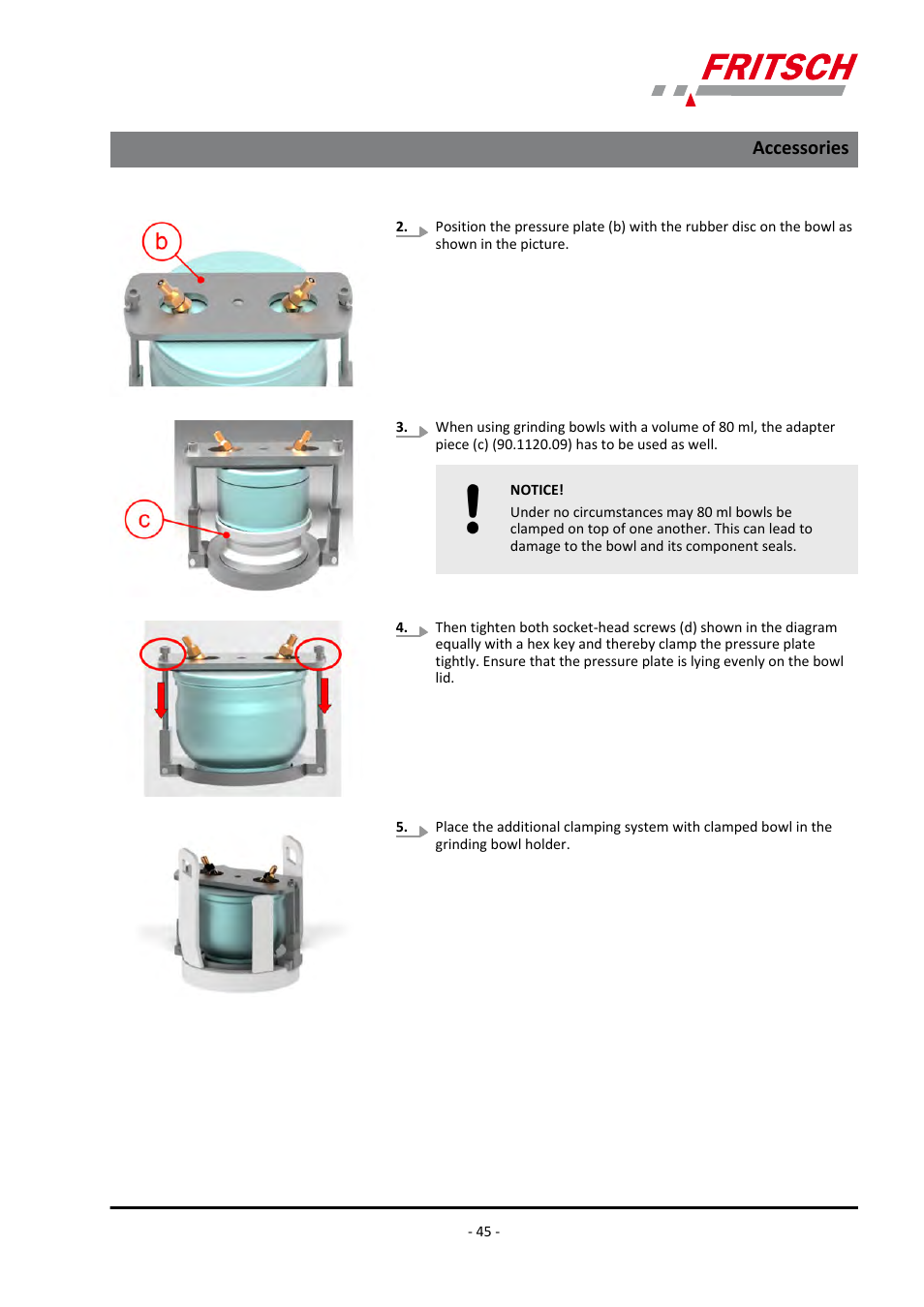 Accessories | FRITSCH PULVERISETTE 5/4 classic line User Manual | Page 45 / 68