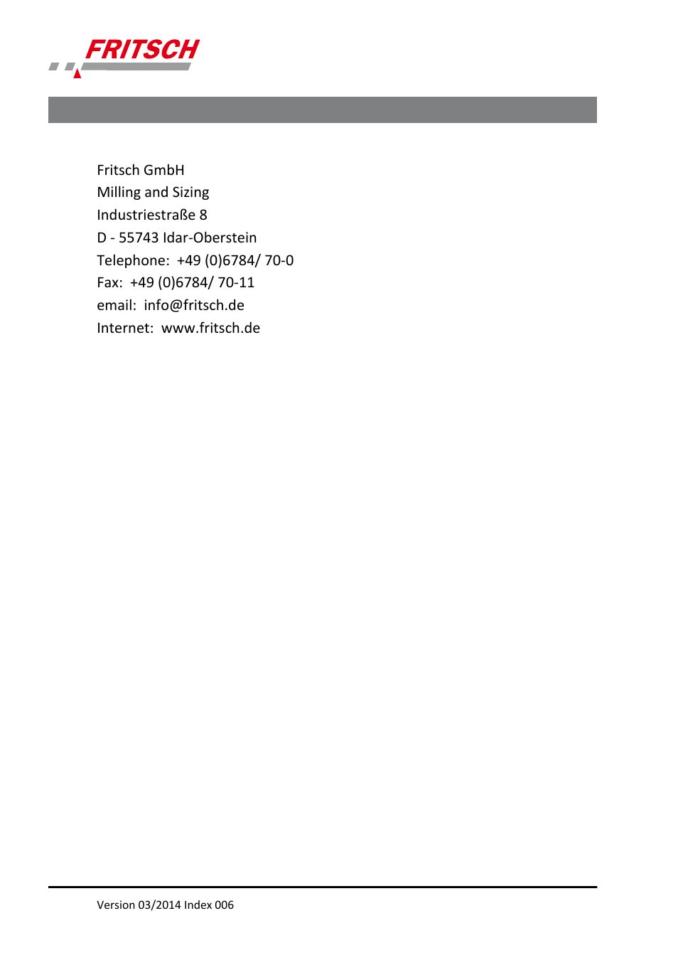 FRITSCH PULVERISETTE 23 User Manual | Page 2 / 40
