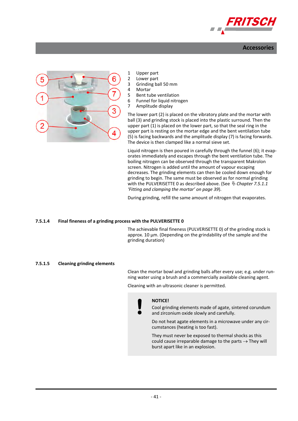 5 cleaning grinding elements, Sette 0, Accessories | FRITSCH ANALYSETTE 3 PRO User Manual | Page 41 / 56