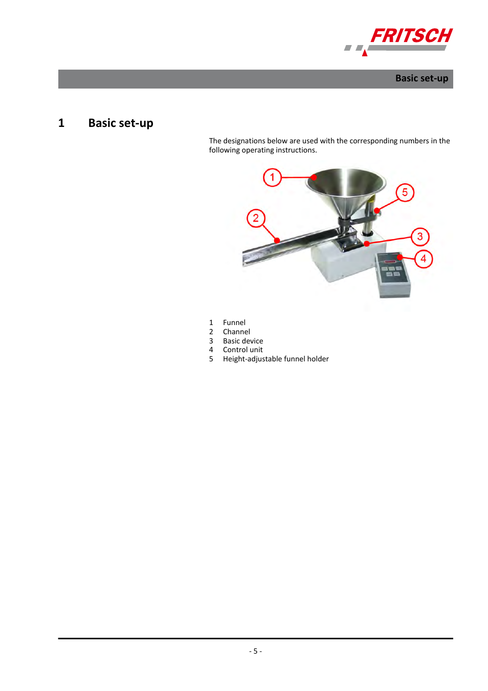 1 ​​basic set-up, Basic set-up, 1basic set-up | FRITSCH LABORETTE 24 with V-shaped channel User Manual | Page 5 / 40