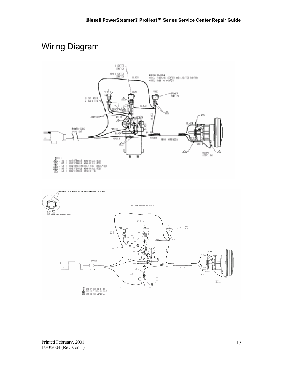 Wiring diagram | Bissell PROHEAT PRO-TECH 7920 User Manual | Page 18 / 22