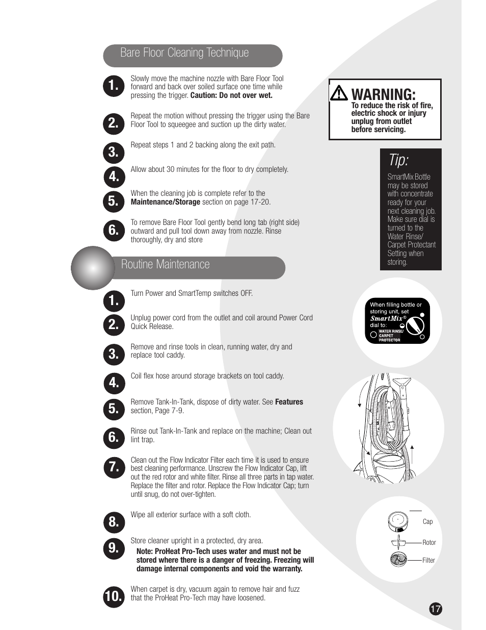 Warning | Bissell 8915 User Manual | Page 17 / 24