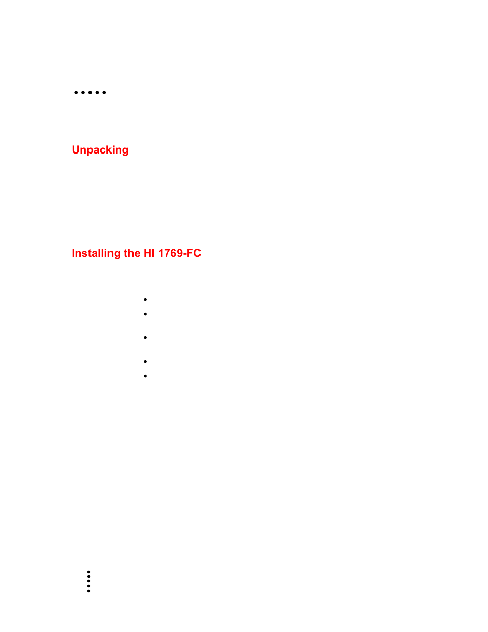 Chapter 3 installation, Unpacking, Installing the hi 1769-fc | Hardy HI 1769-FC User Manual | Page 11 / 76