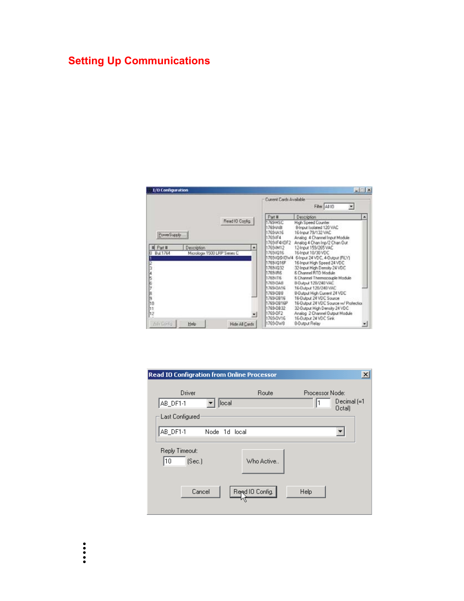 Setting up communications | Hardy HI 1769-FC User Manual | Page 22 / 76