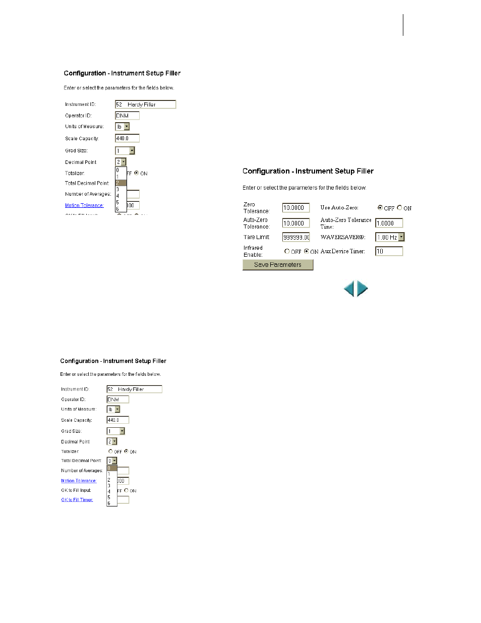 Nstrument setup/selecting the decimal, 5 instrument setup/setting total decimal | Hardy HI 3010 Filler/Dispenser Controller User Manual | Page 68 / 165