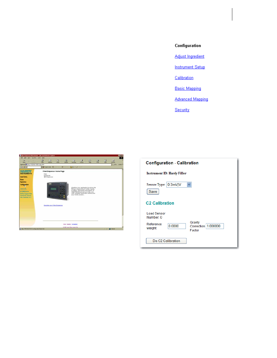 Configuration menu/selecting setup, C2 calibration sub-menu | Hardy HI 3010 Filler/Dispenser Controller User Manual | Page 76 / 165