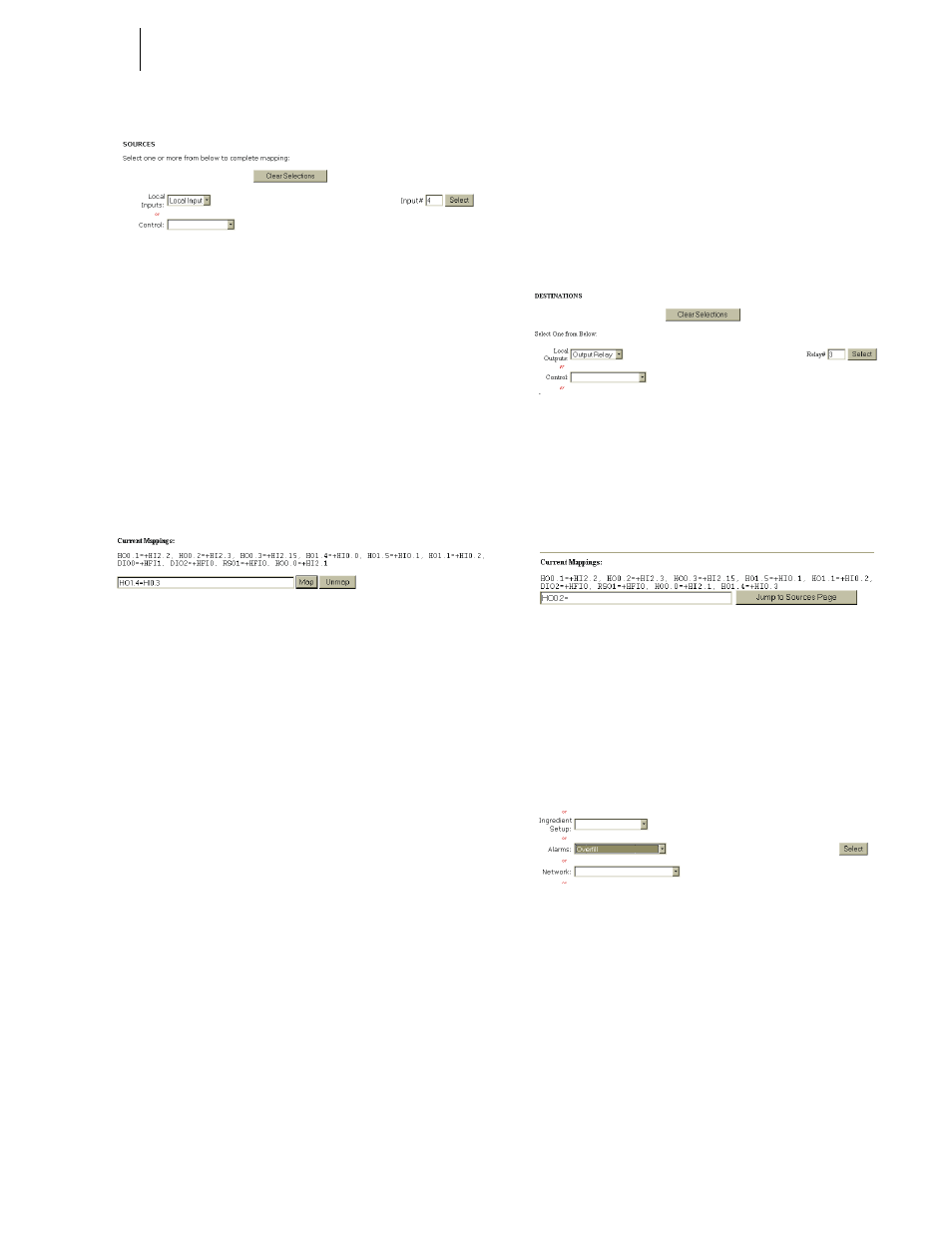 Mapping multiple sources, Completed assignment statement, Output relay #3 (ho0.2) entered in the | Alarms/selecting overfill alarm | Hardy HI 3010 Filler/Dispenser Controller User Manual | Page 85 / 165